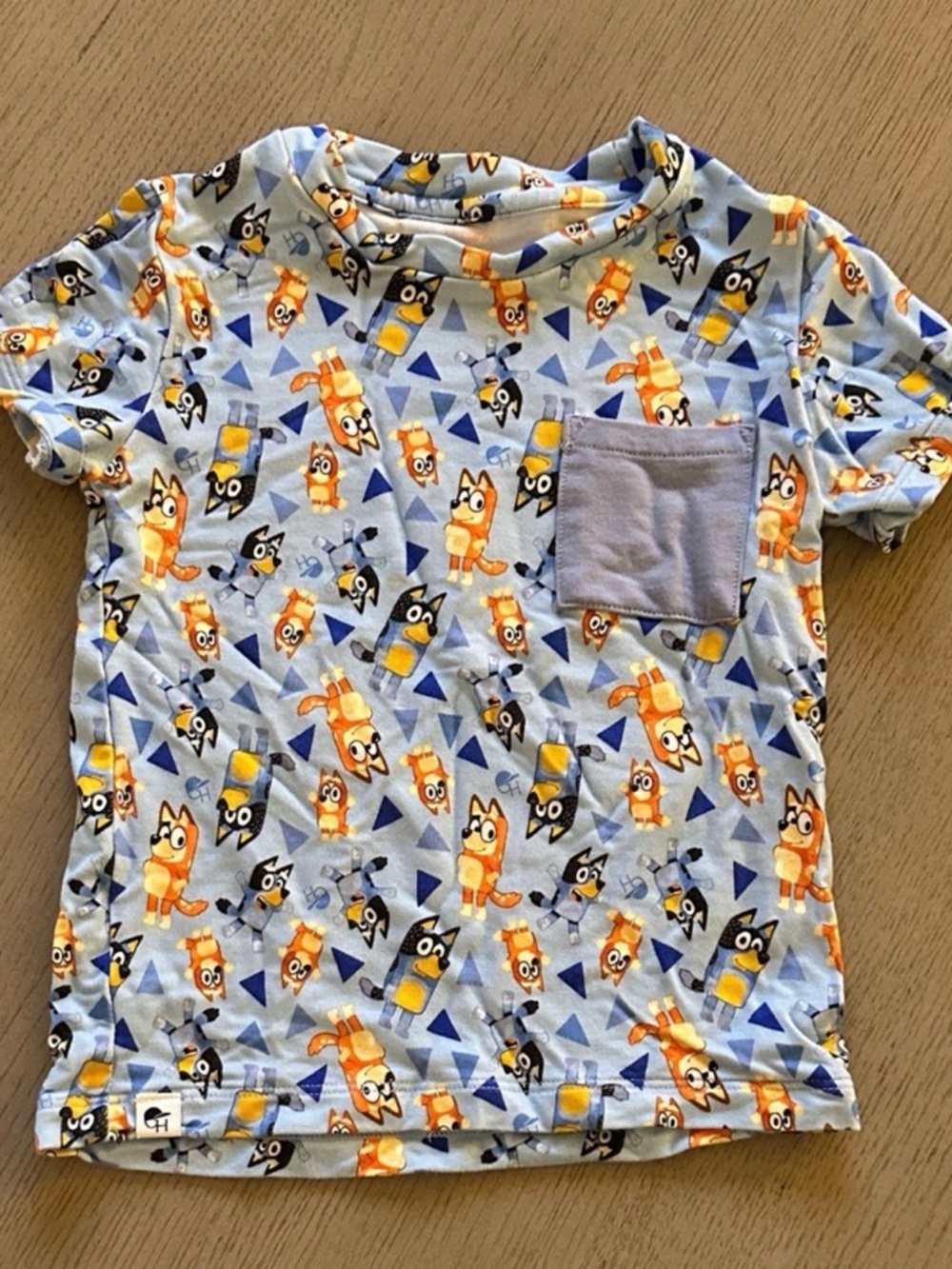 Blue Kids' Short Sleeve Tee with Cartoon Fox Print